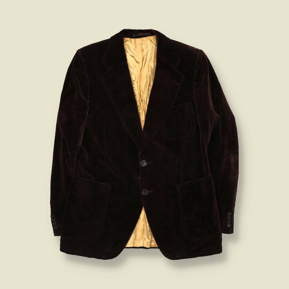1970s | Dark Brown Velvet Two-Button Blazer - M