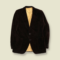 1970s | Dark Brown Velvet Two-Button Blazer - M