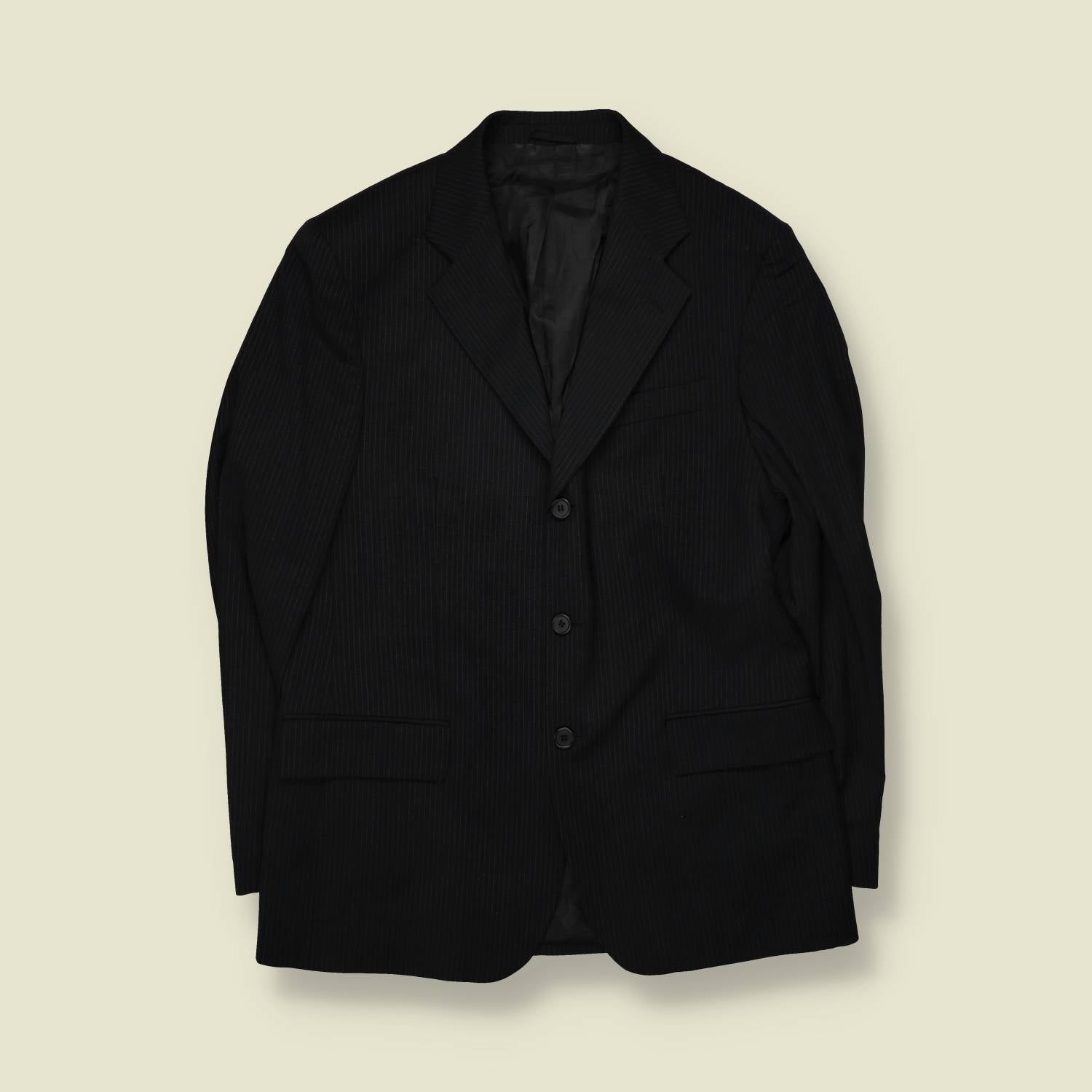 1990s | Black Pinstripe Two-Piece Suit - M