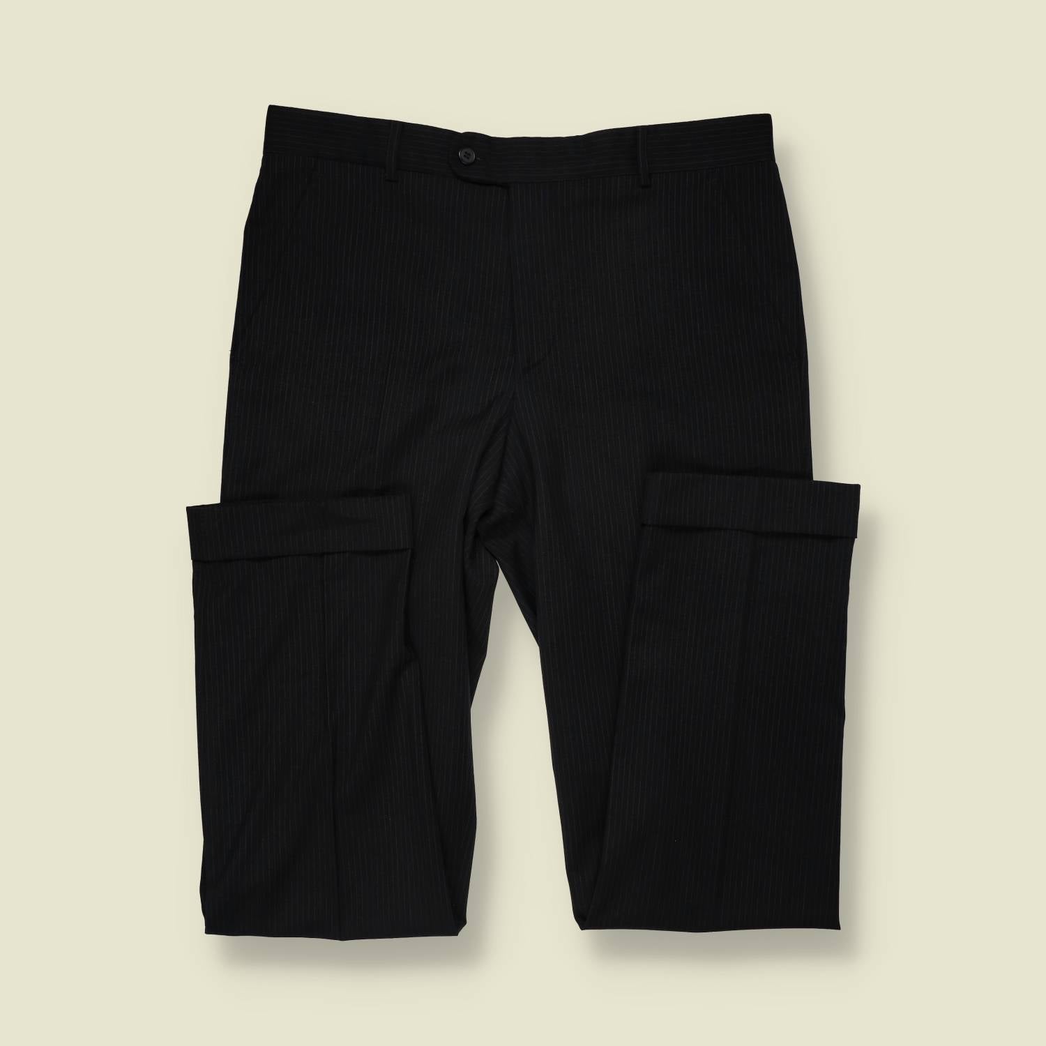 1990s | Black Pinstripe Two-Piece Suit - M