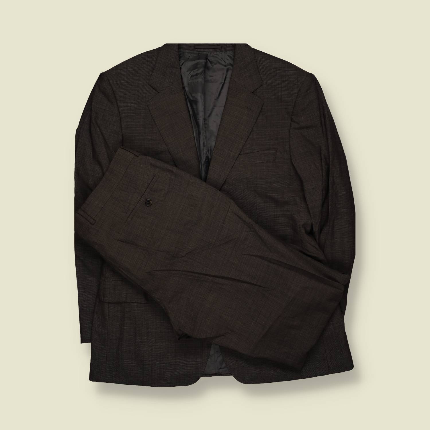 1980s | Dark Brown Glen Check Two-Piece Suit - XL