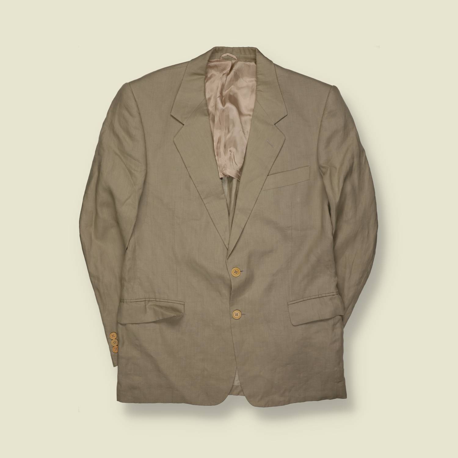 1980s | Stone Linen Two-Piece Suit - Made in Italy - S