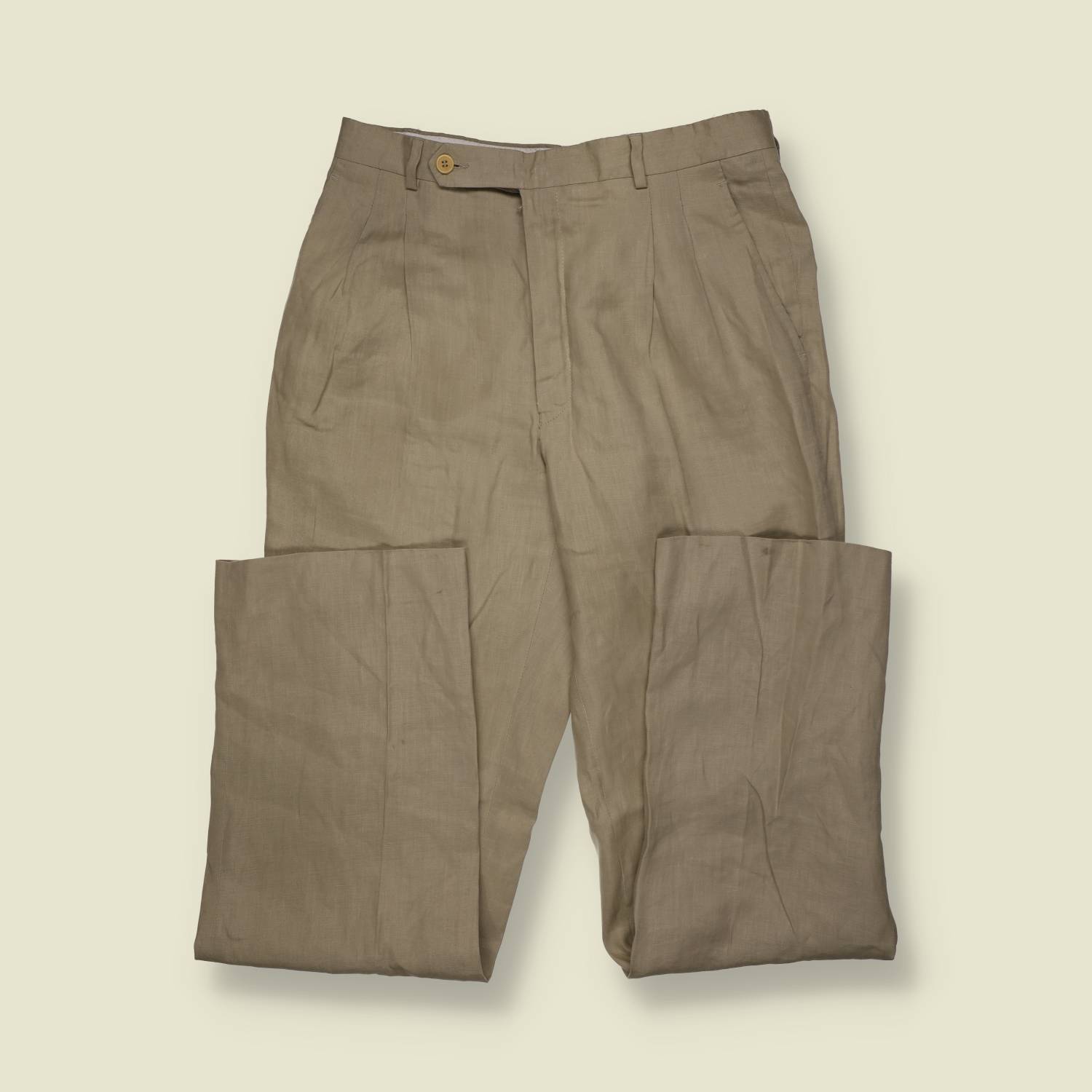 1980s | Stone Linen Two-Piece Suit - Made in Italy - S