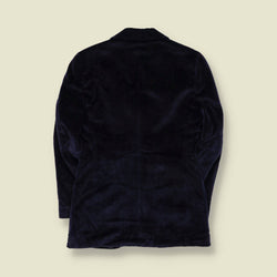 1970s | Navy Velvet Two-Button Blazer - XXXS