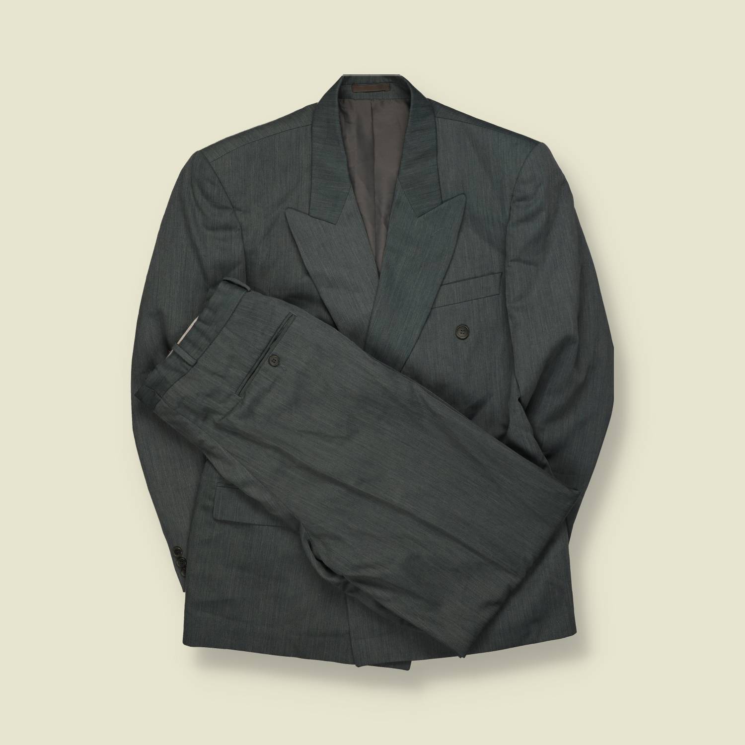 1980s | Brice | Grey Double-Breasted Two-Piece Suit - XL