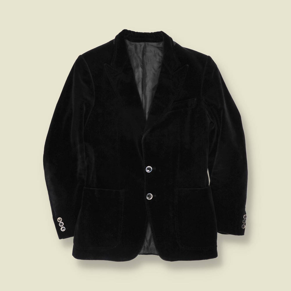 1970s | Black Velvet Two-Button Blazer - XXS