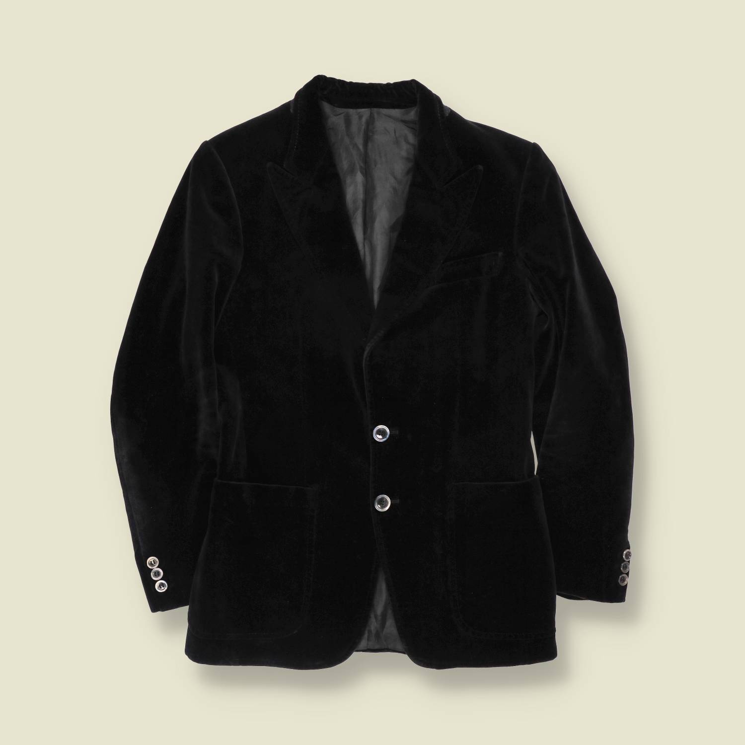 1970s | Black Velvet Two-Button Blazer - XXS