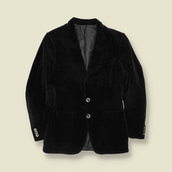1970s | Black Velvet Two-Button Blazer - XXS