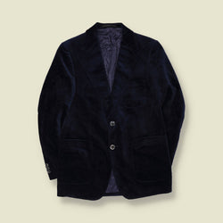 1970s | Navy Velvet Two-Button Blazer - XS