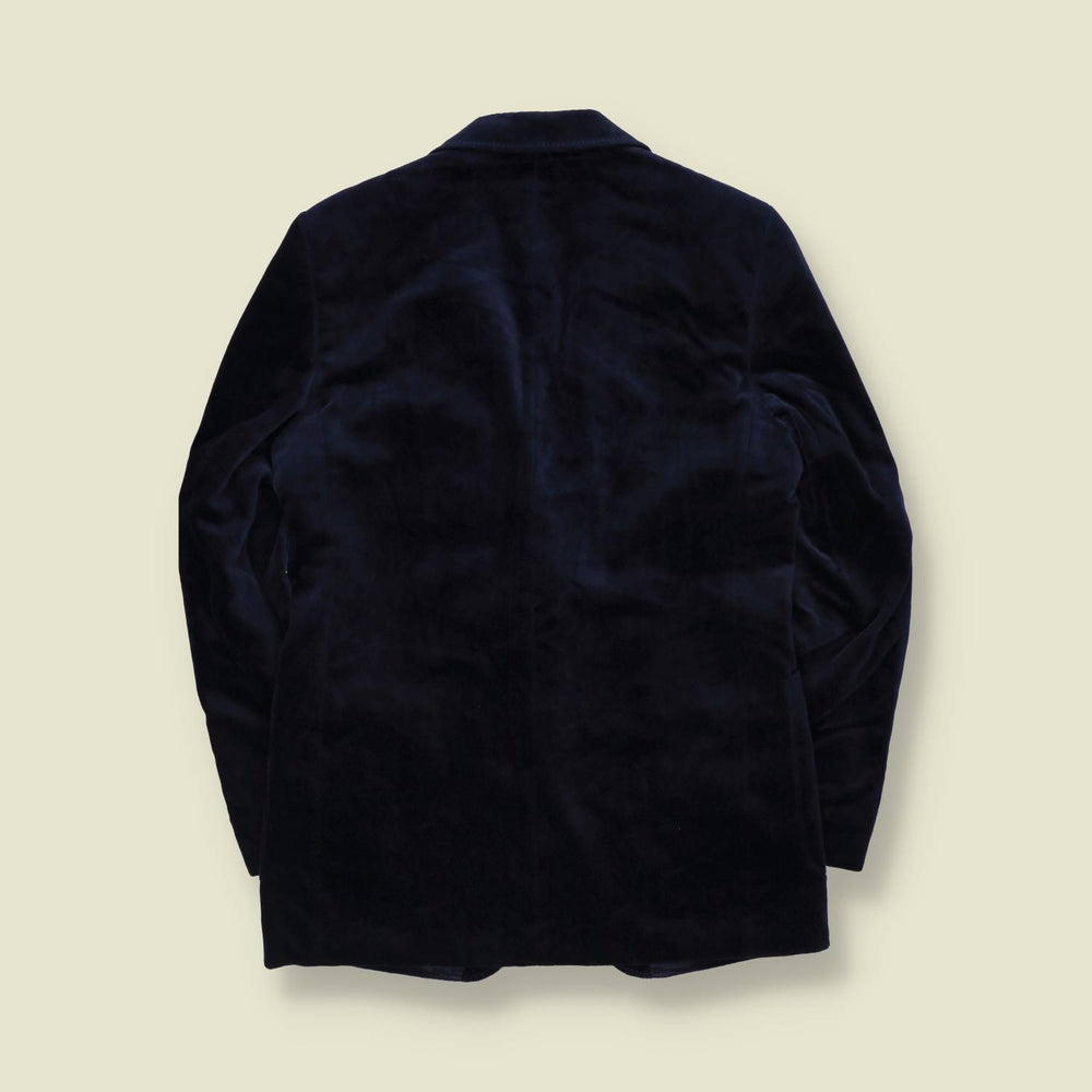 1970s | Navy Velvet Two-Button Blazer - XS