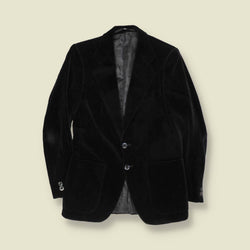 1970s | Black Velvet Two-Button Blazer - XXS