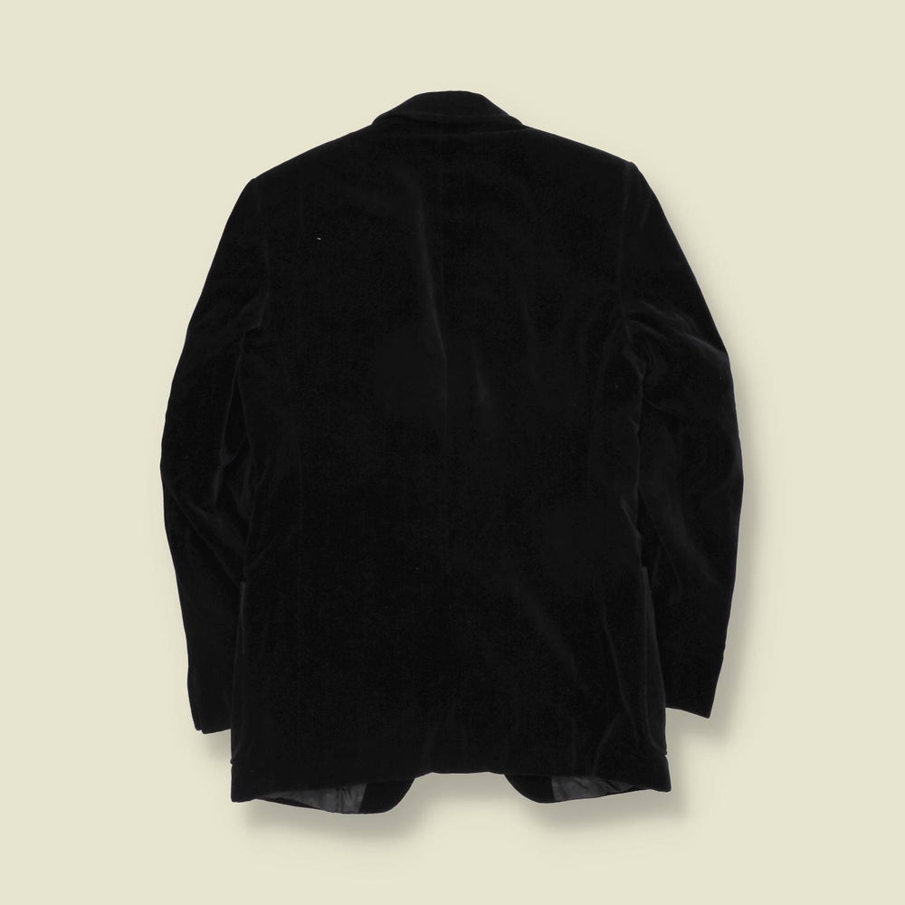 1970s | Black Velvet Two-Button Blazer - XXS