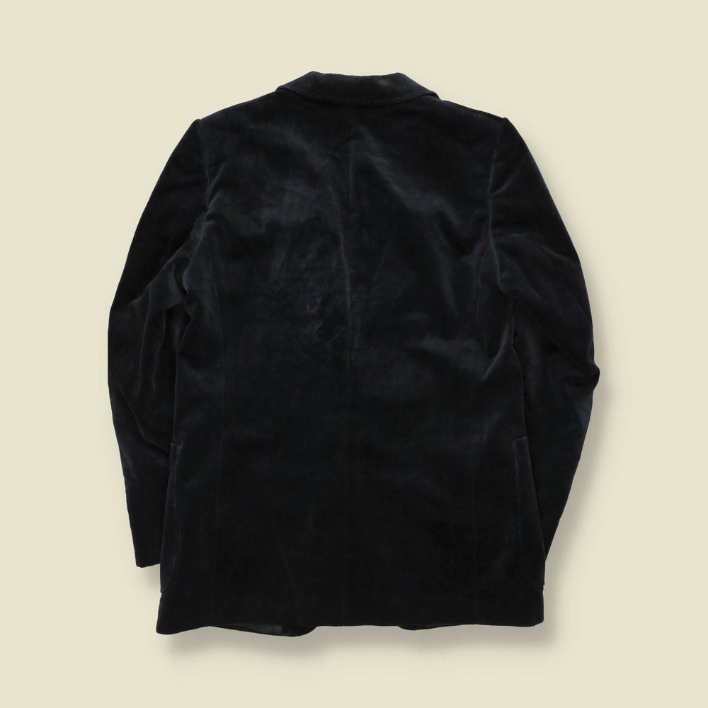 1970s | Dark Green Velvet Two-Button Western-Collar Blazer - XS