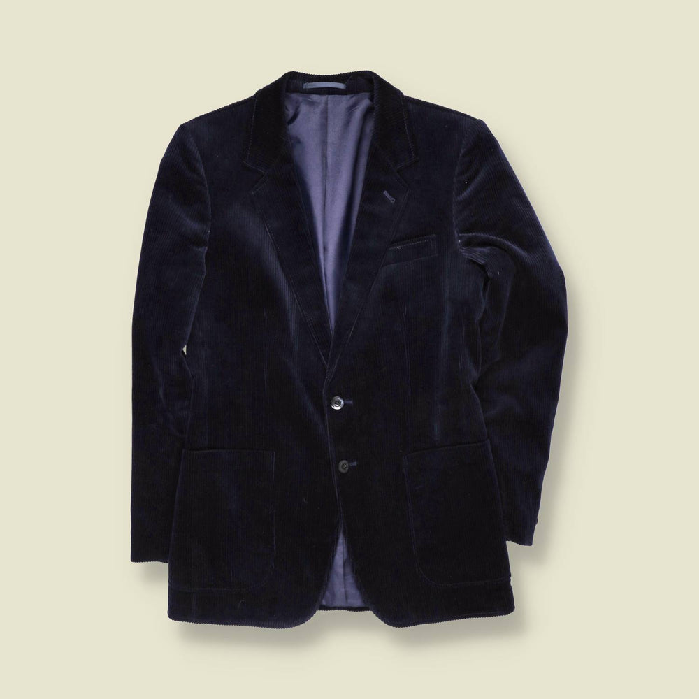 1970s | Navy Corduroy Two-Button Blazer - XS