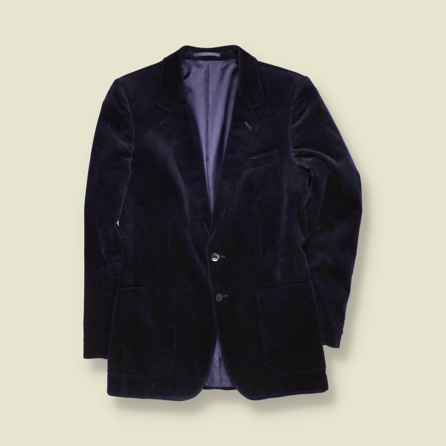 1970s | Navy Corduroy Two-Button Blazer - XS