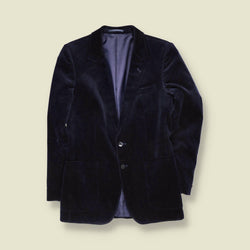 1970s | Navy Corduroy Two-Button Blazer - XS