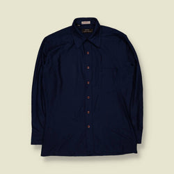 1970s | Macy's Men's Store | Navy Long Sleeve Shirt - L