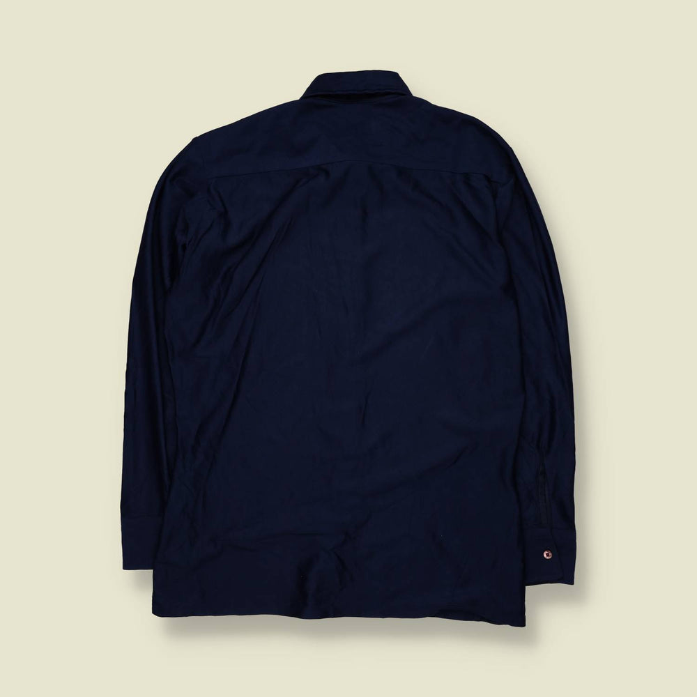 1970s | Macy's Men's Store | Navy Long Sleeve Shirt - L