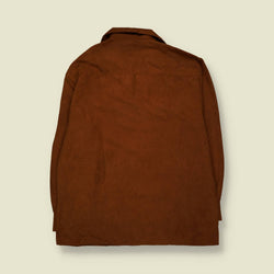 1970s | Jaques H | Brown Faux Suede Lace-Up Shirt - 3XL