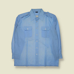 1970s | Sky Blue Cotton Utility Shirt - 3XL