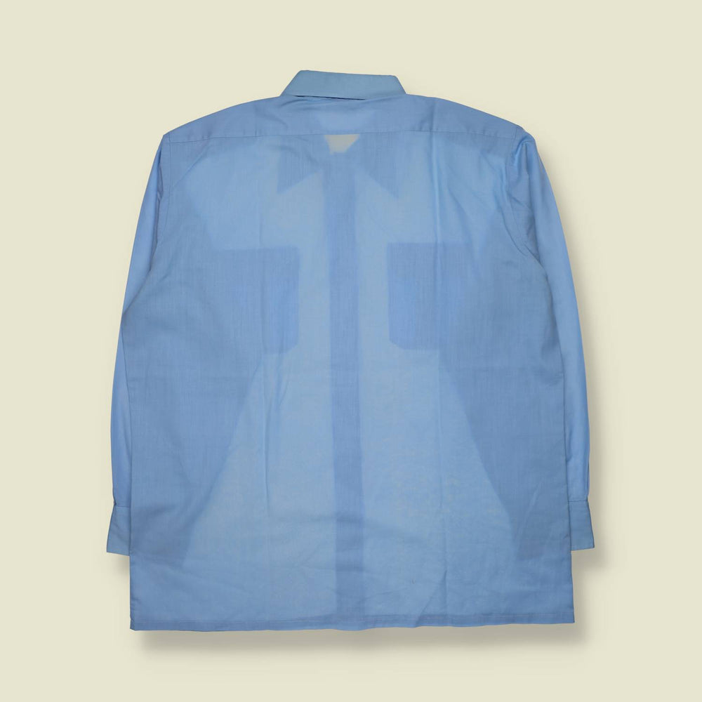 1970s | Sky Blue Cotton Utility Shirt - 3XL