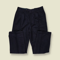 1980s | Suedette Navy Pleated Trousers - w32