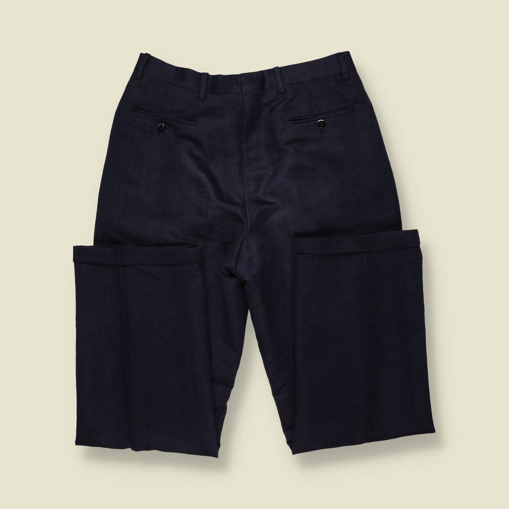 1980s | Suedette Navy Pleated Trousers - w32