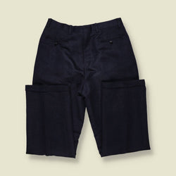 1980s | Suedette Navy Pleated Trousers - w32