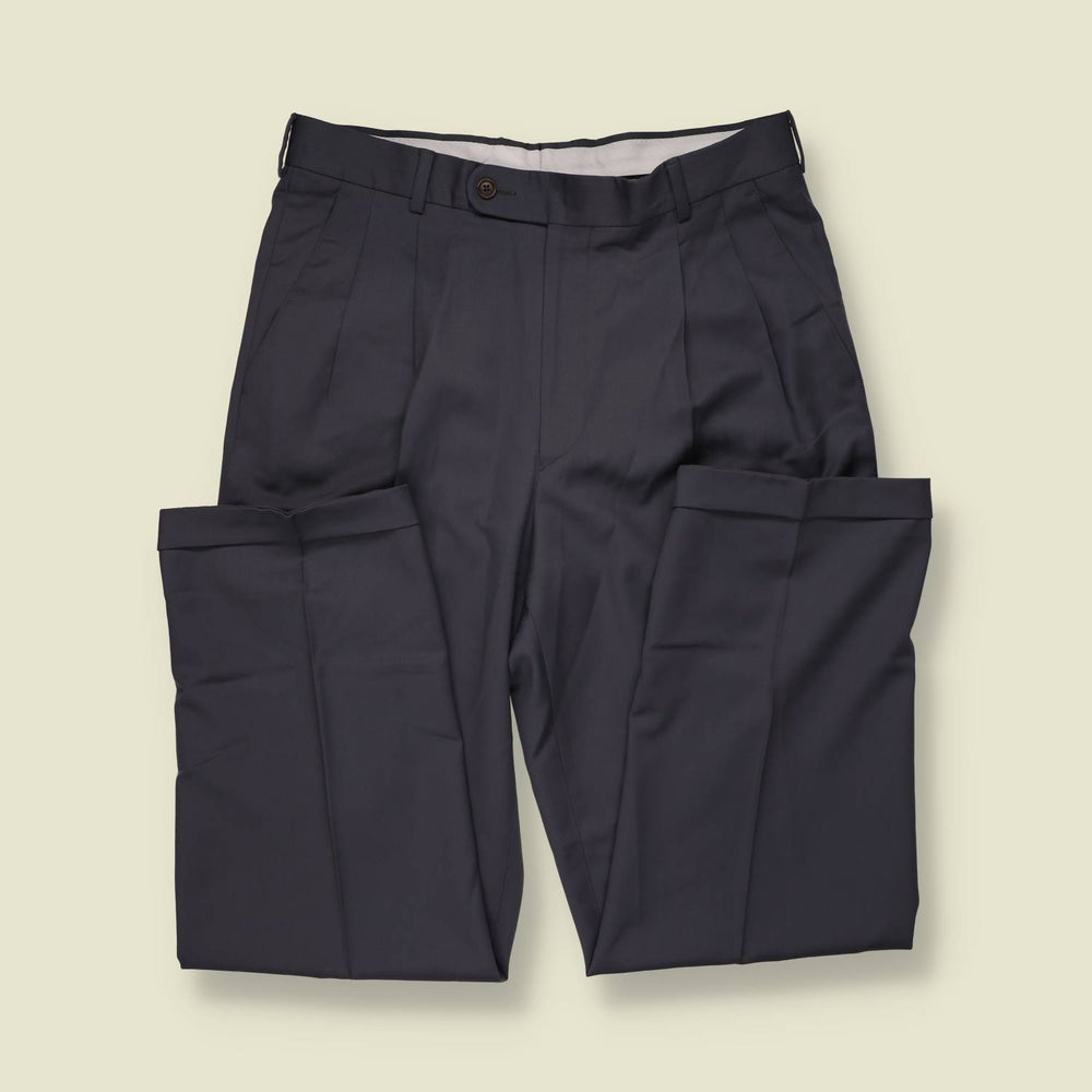 1990s | Millennium | Grey Pleated Virgin Wool Trousers - w34