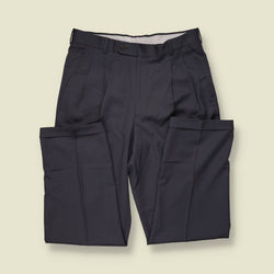 1990s | Millennium | Grey Pleated Virgin Wool Trousers - w34