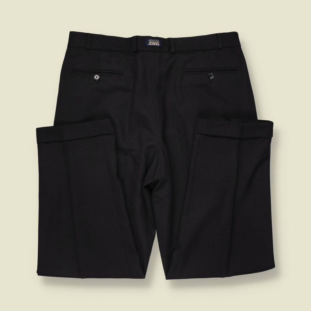 1980s | Stag | Black Pleated Poly-Wool Trousers - w36