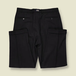 1980s | Stag | Black Pleated Poly-Wool Trousers - w36