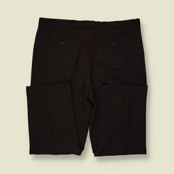 1980s | Taylor & Wright | Dark Brown Pinstripe Pleated Polyester Trousers - w42