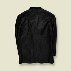 1990s | Black Leather Three-Button Car Coat - S