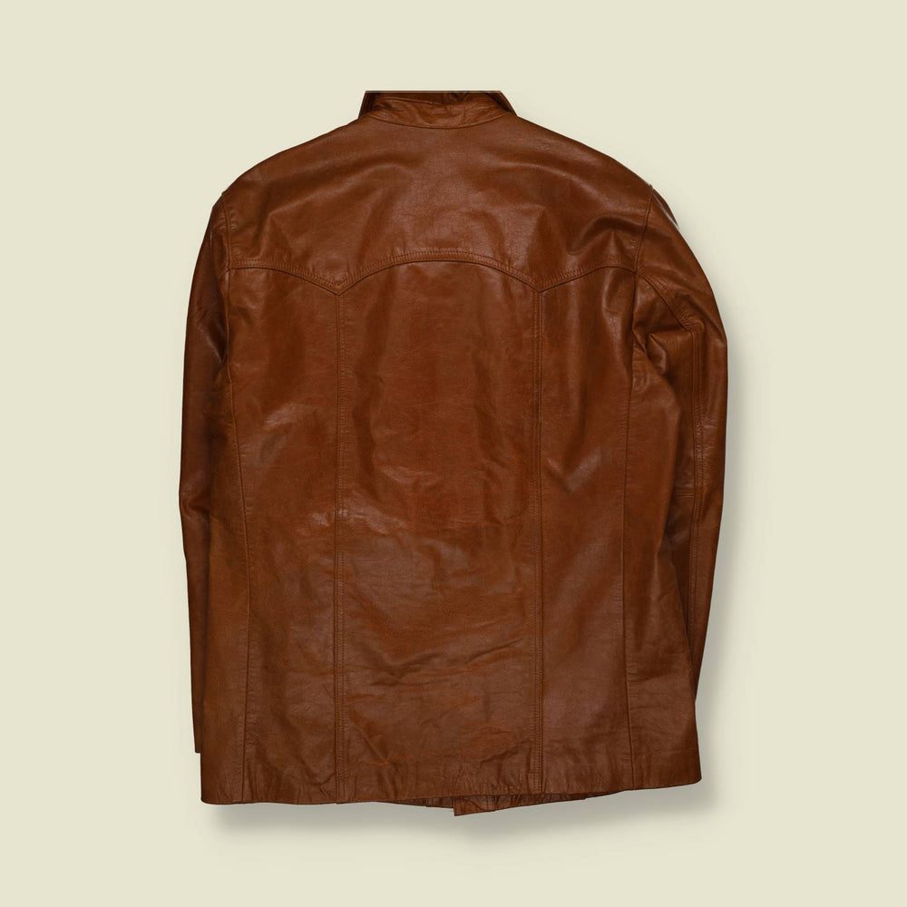 1990s | Theo | Tan Leather Four-Button Jacket - L