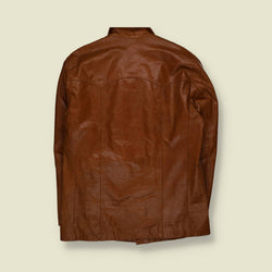 1990s | Theo | Tan Leather Four-Button Jacket - L