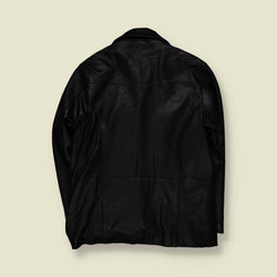 1990s | Black Leather Four-Button Jacket - L