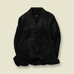 1990s | Maga | Black Leather Three-Button Jacket - XL