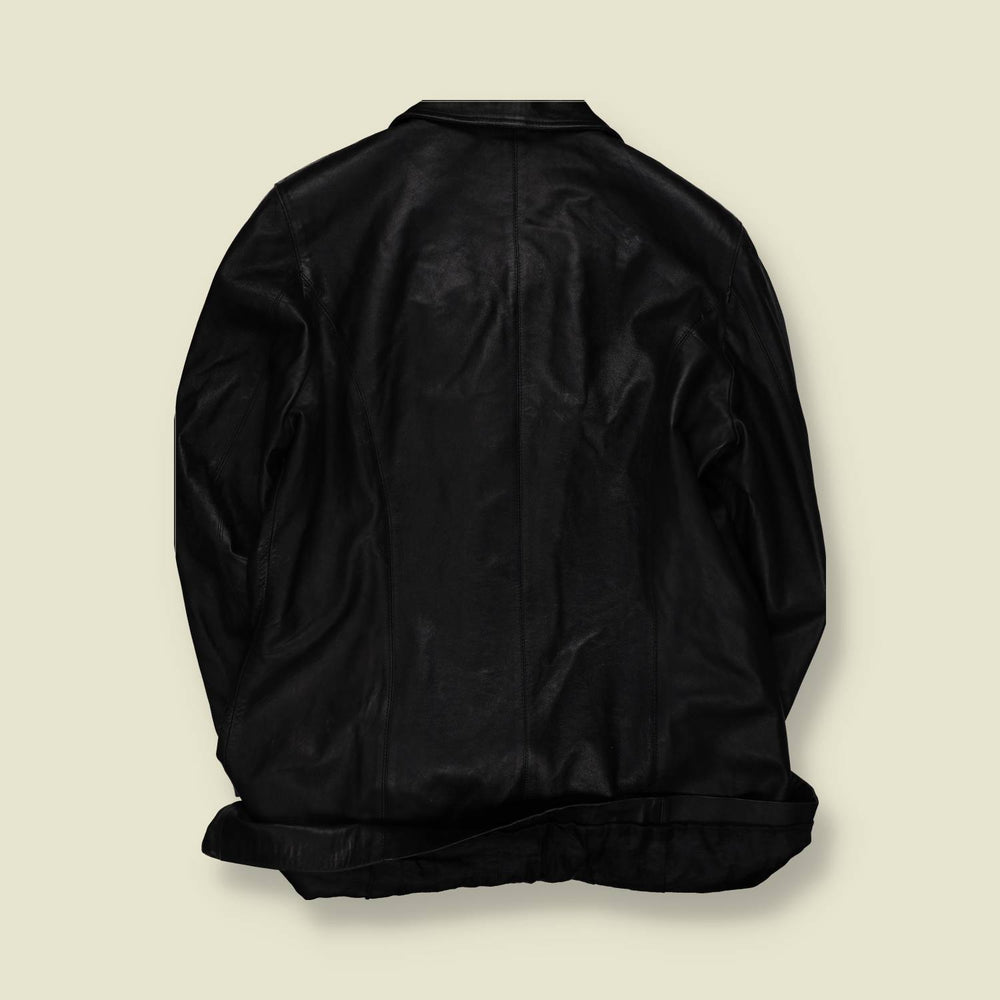 1990s | Maga | Black Leather Three-Button Jacket - XL