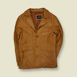 1990s | Smog | Tan Leather Three-Button Jacket - S