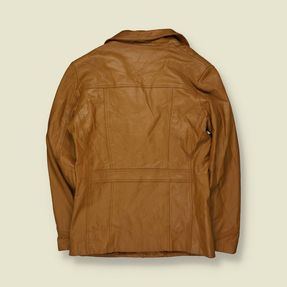 1990s | Smog | Tan Leather Three-Button Jacket - S