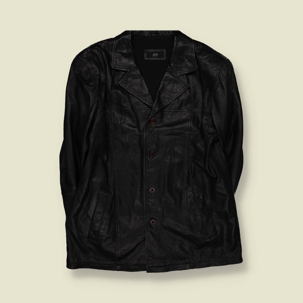 1990s | Alto Collection | Black Leather Four-Button Jacket - XL