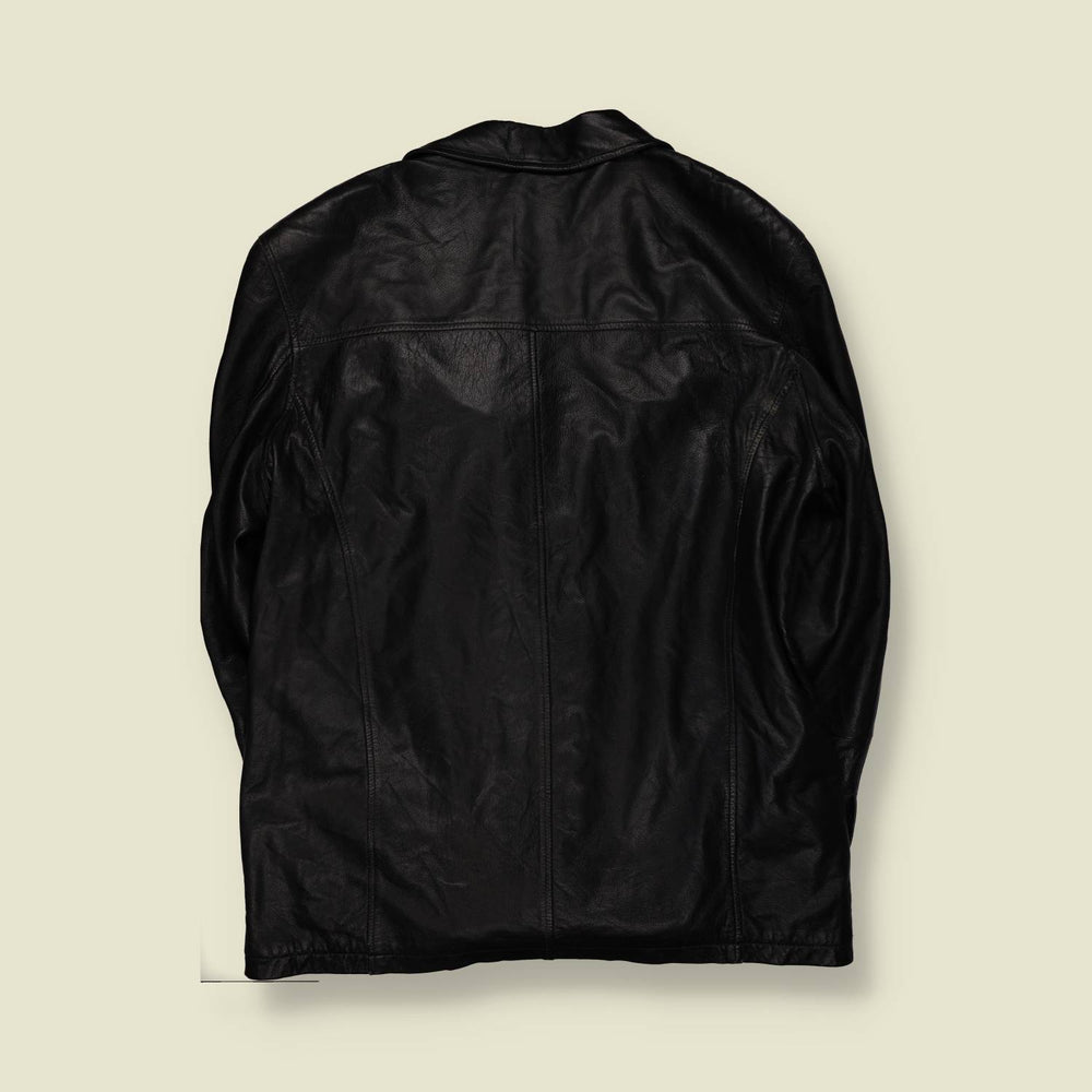 1990s | Alto Collection | Black Leather Four-Button Jacket - XL