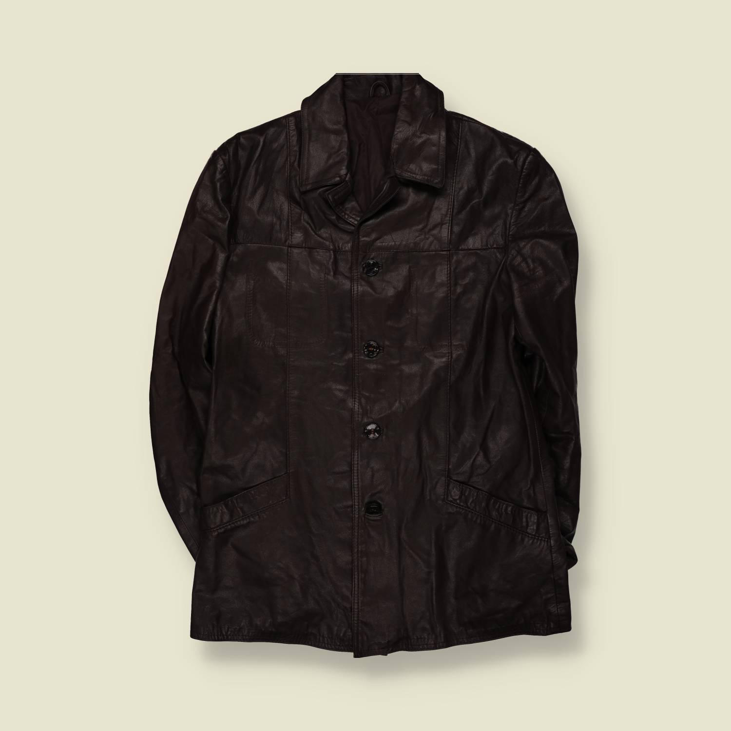 1990s | Dark Brown Leather Four-Button Jacket - S
