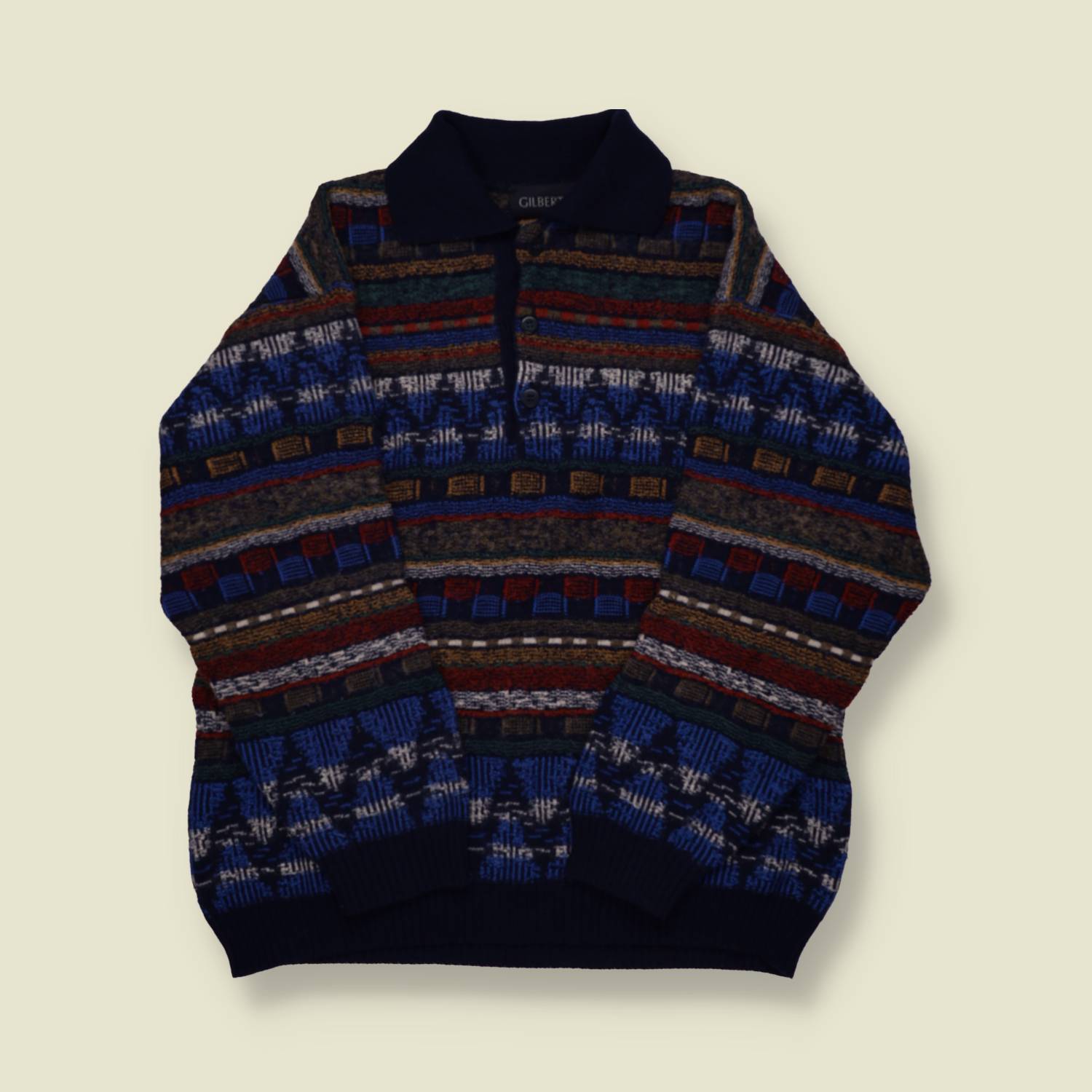 1990s Button Up Coogi Style Knit - M/L