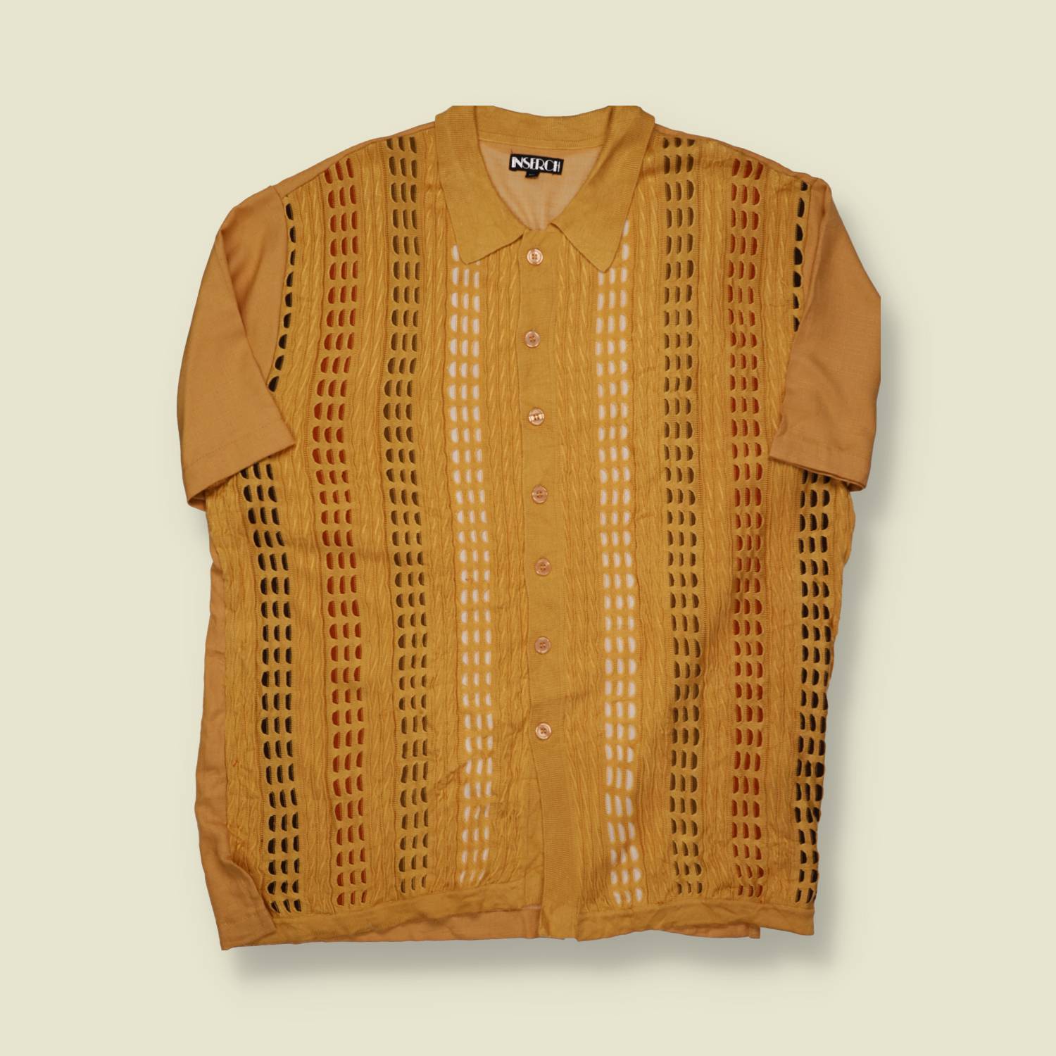 1990s Coogi Style Knit and Linen Shirt - XL