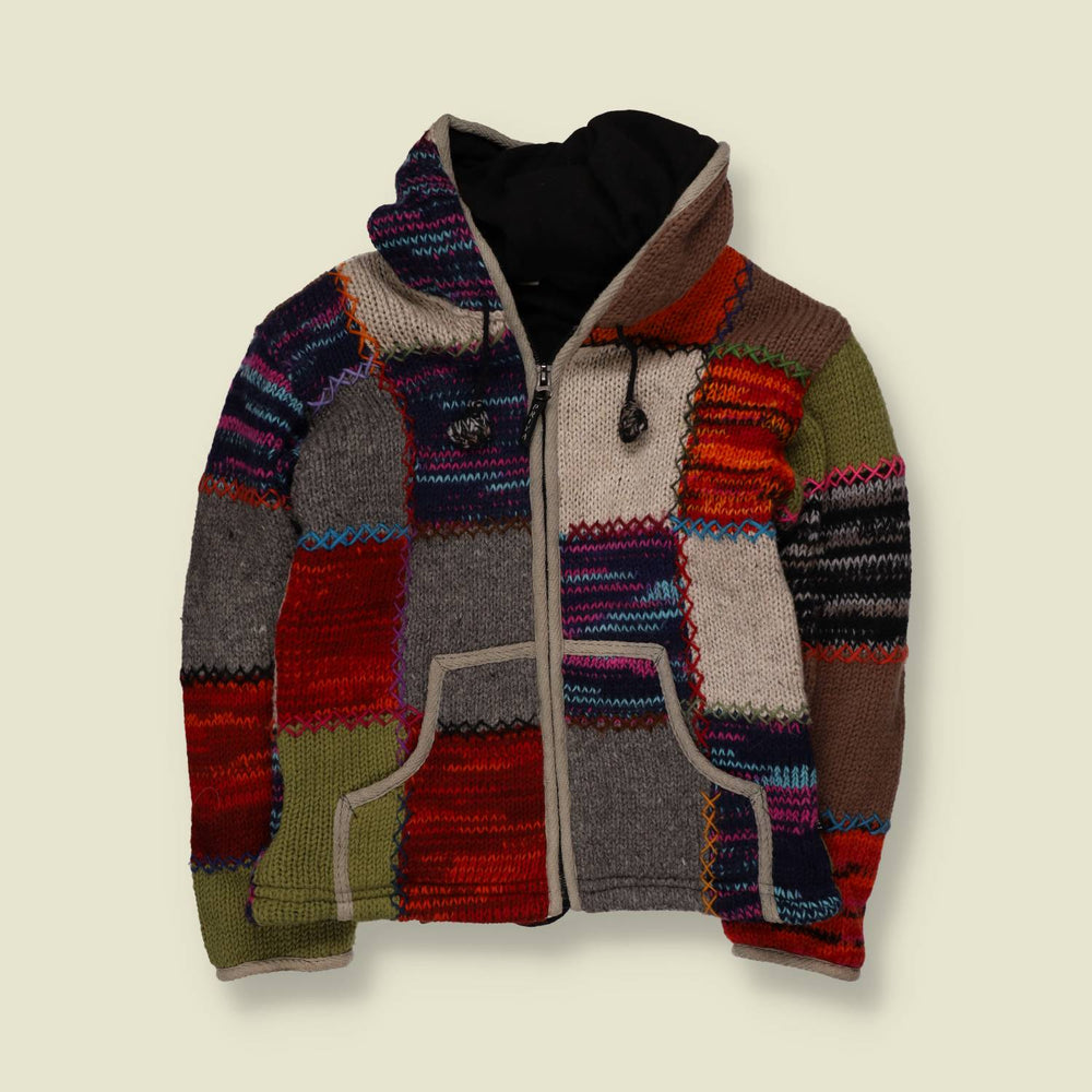 1990s | Priya | Patchwork Wool Knit Jacket | Multi - 10