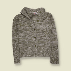 1990s | Marled Knit Cardigan | Grey Green - 6