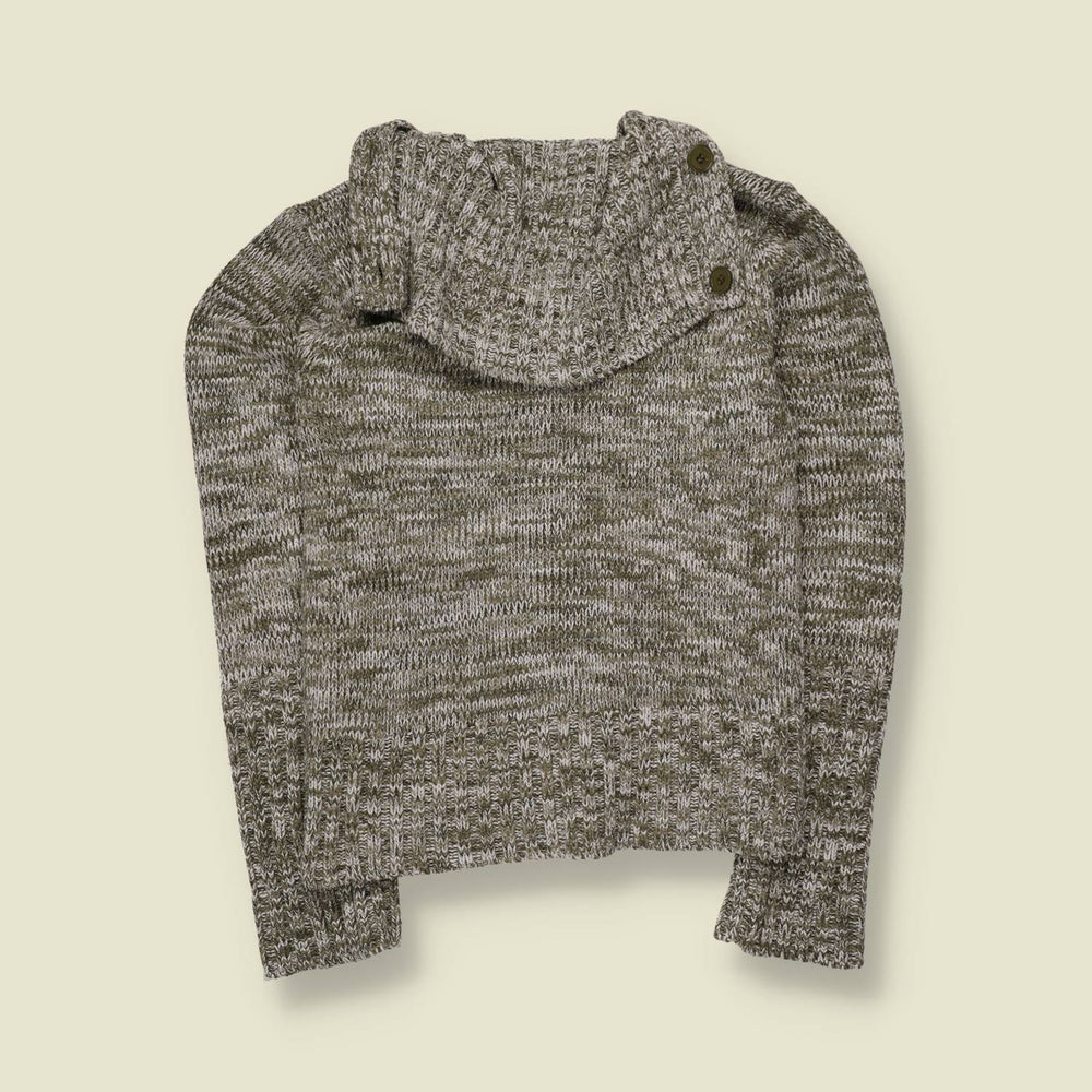 1990s | Marled Knit Cardigan | Grey Green - 6