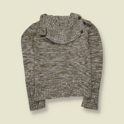1990s | Marled Knit Cardigan | Grey Green - 6